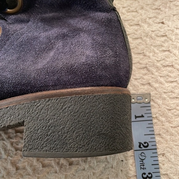 Casta Navy Blue Suede/Leather Velvet Lace Up Side ZipperTextured Rubber Sole - Picture 7 of 11